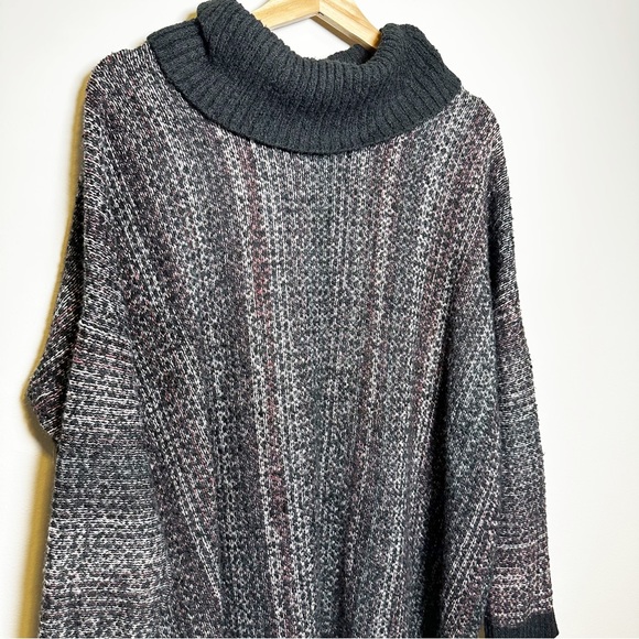 J.Jill PureJill Brown Black Marled Oversized Turtleneck Tunic Sweater - Picture 2 of 9